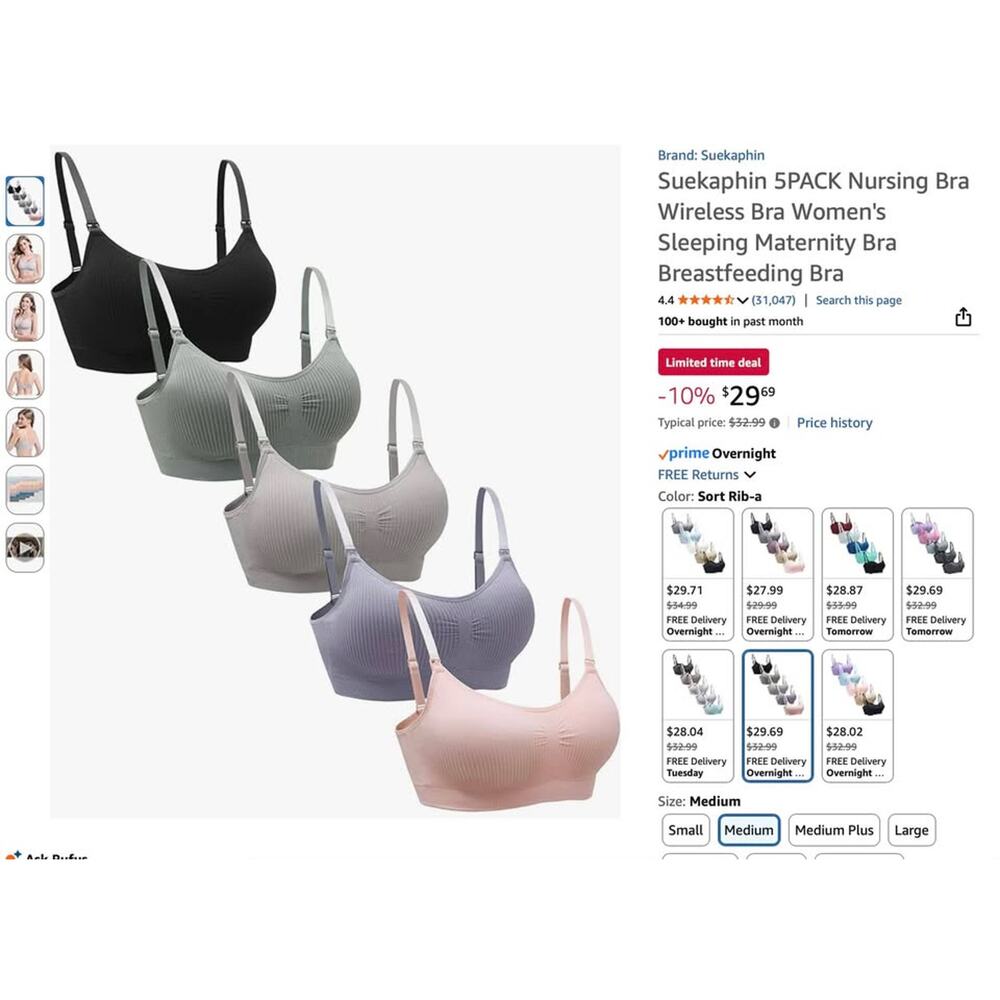 Nursing Sleep Bra Bundle Lot of 8 Size Medium Maternity - Picture 5 of 5